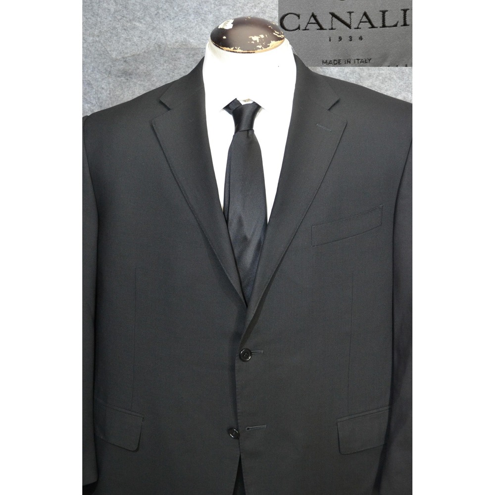 Canali 1934 Blazer Men 50 Black Wool Classic Travel Water Resistant Jacket Italy